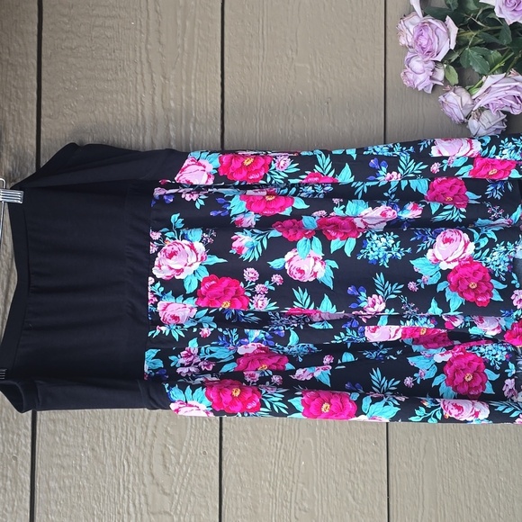 Torrid Black Floral Chalice Strapless Sweetheart Dress Black 3x New - Picture 11 of 12